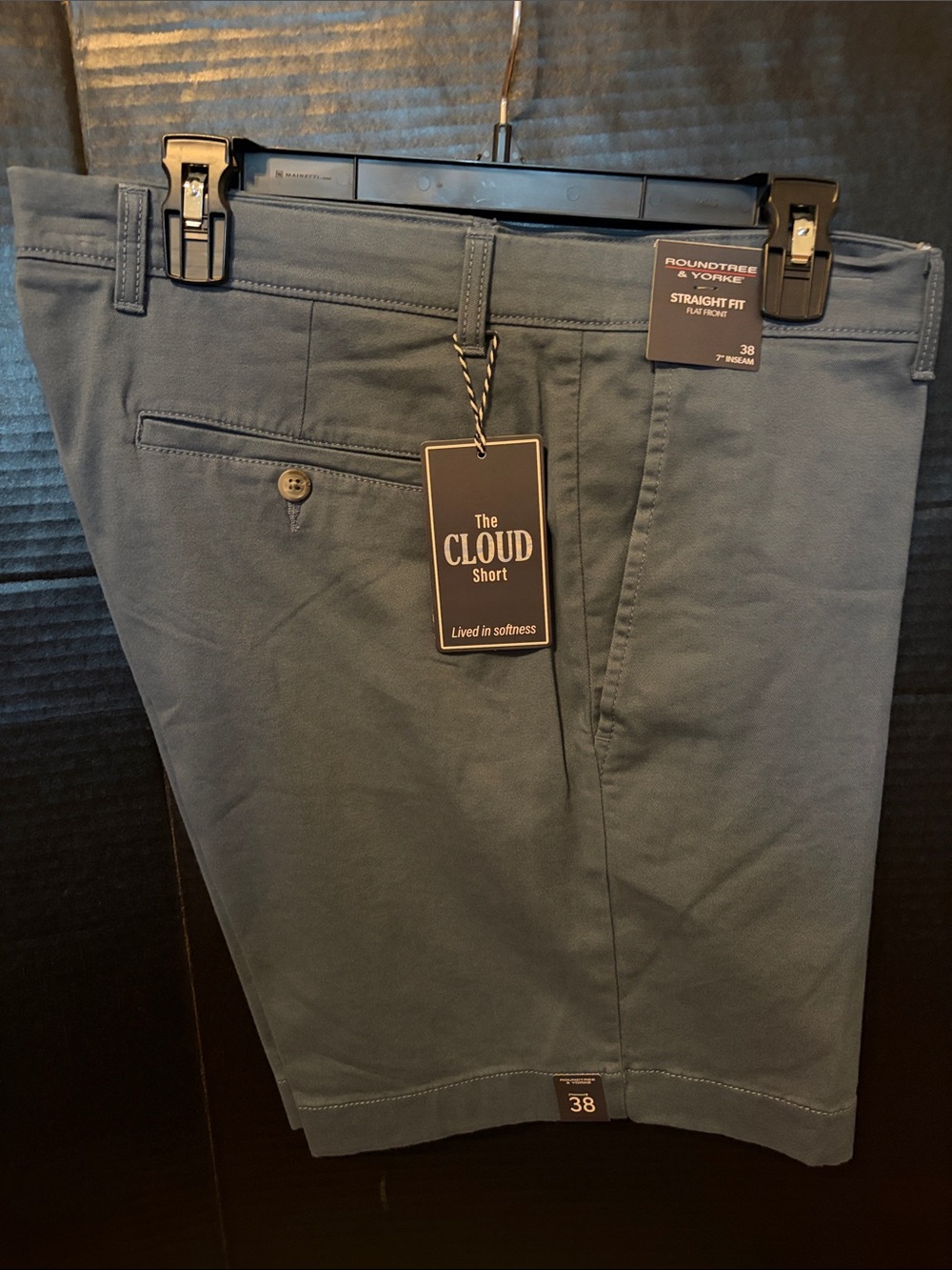 Roundtree & Yorke Straight Fit Slate Blue Chino Shorts